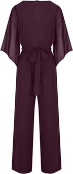 Damen-Jumpsuit mit weitem Bein, asymmetrischen Ärmeln und Schnürung