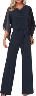 Damen-Jumpsuit mit weitem Bein, asymmetrischen Ärmeln und Schnürung