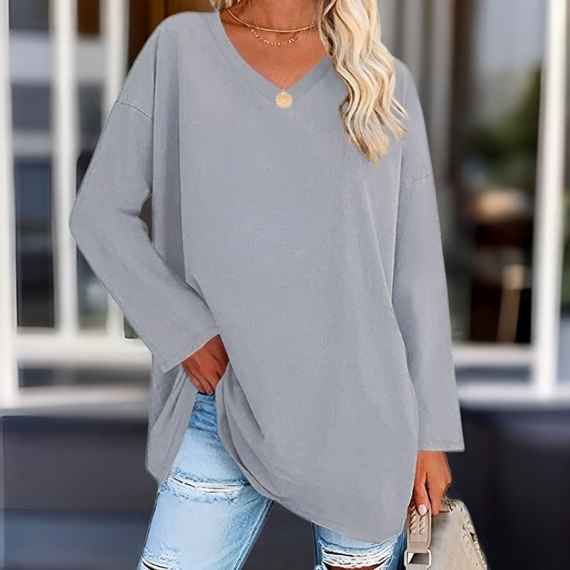 Damen-Langarmshirt mit V-Ausschnitt