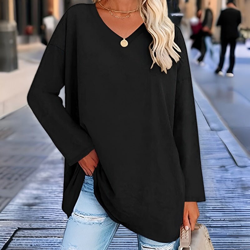 Damen-Langarmshirt mit V-Ausschnitt