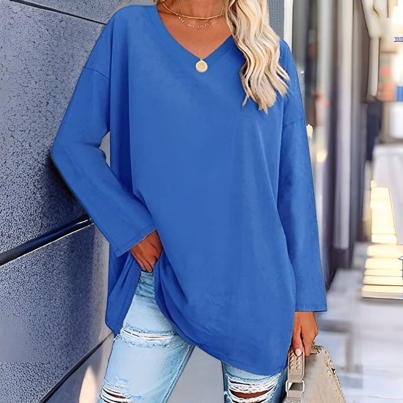Damen-Langarmshirt mit V-Ausschnitt