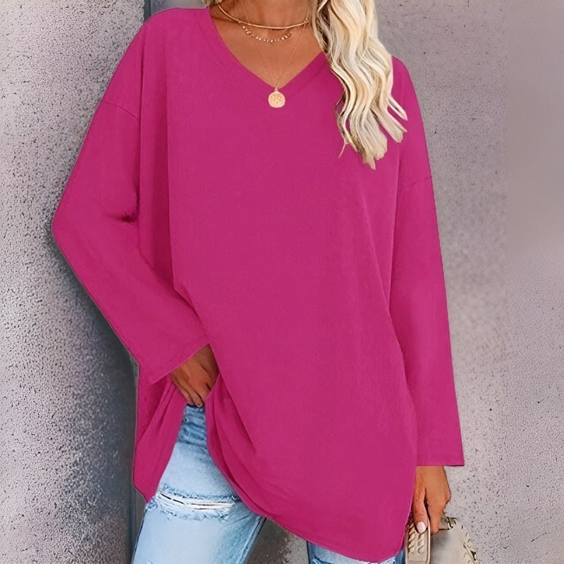 Damen-Langarmshirt mit V-Ausschnitt