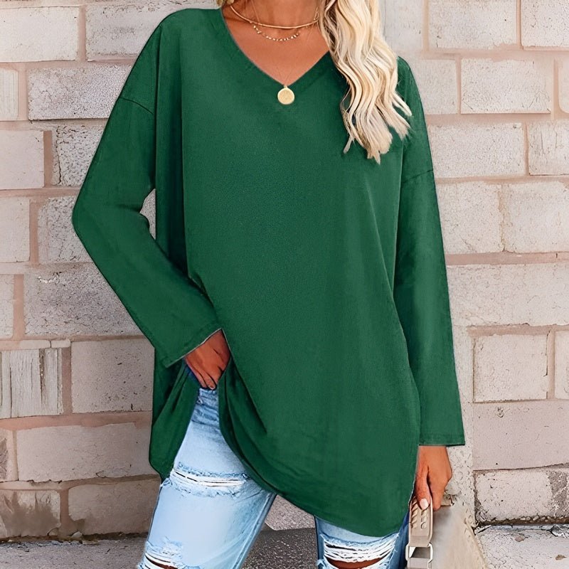 Damen-Langarmshirt mit V-Ausschnitt