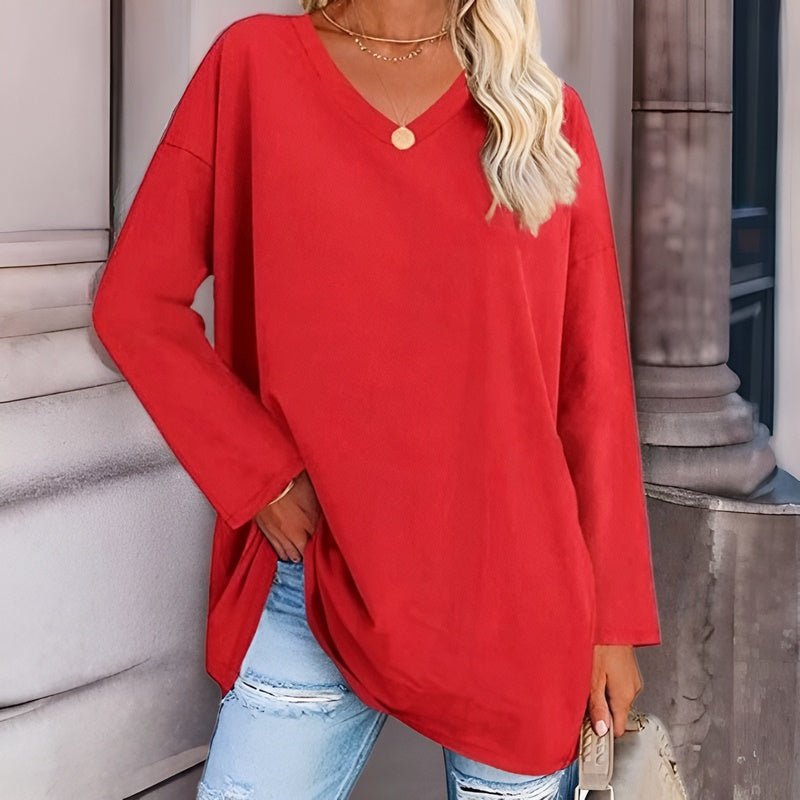 Damen-Langarmshirt mit V-Ausschnitt