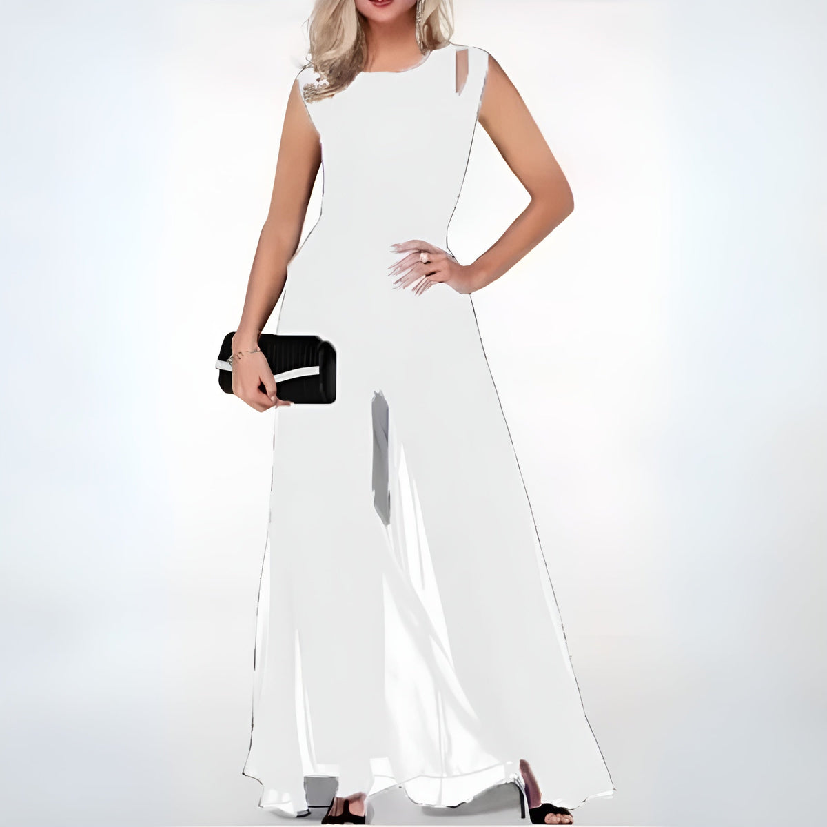 Ärmelloser Abend-Jumpsuit mit weitem Bein