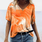 Damen-T-Shirt im Boho-Stil mit Marmormuster