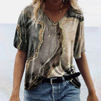 Damen-T-Shirt im Boho-Stil mit Marmormuster