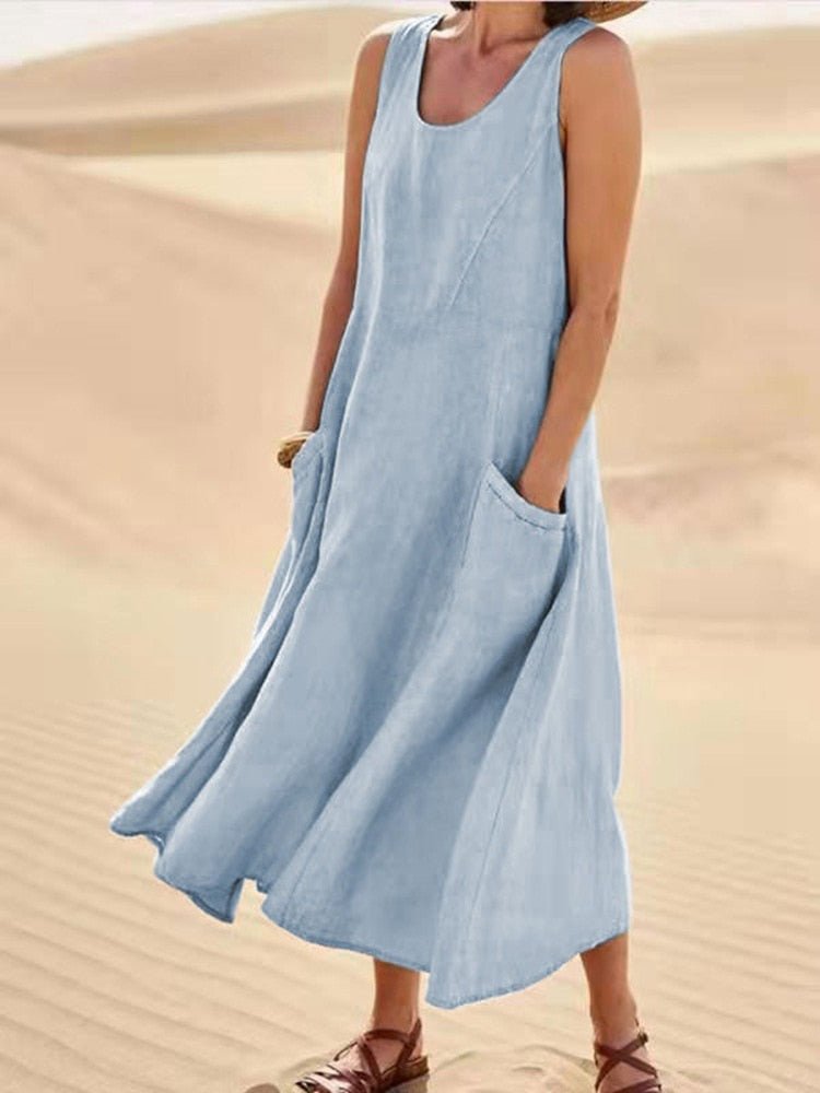 Luftiges Damen-Sommerkleid mit Taschen