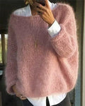 Buntfarbener Off-Shoulder-Pullover