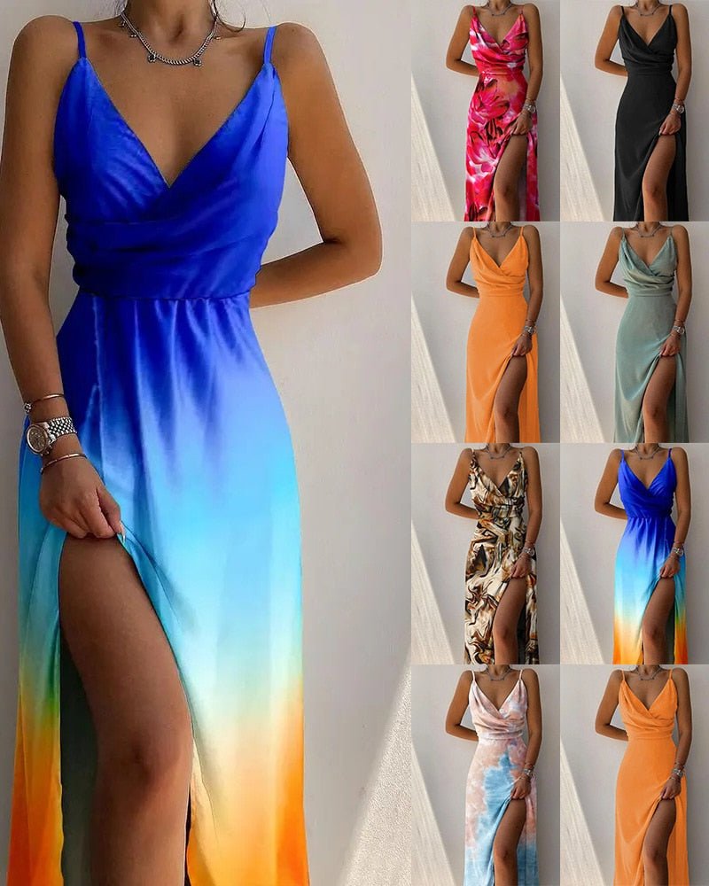 Damen-Maxikleid mit tropischem Muster