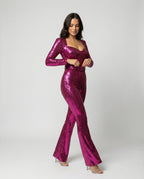 Eleganter Pailletten-Jumpsuit mit langen Ärmeln