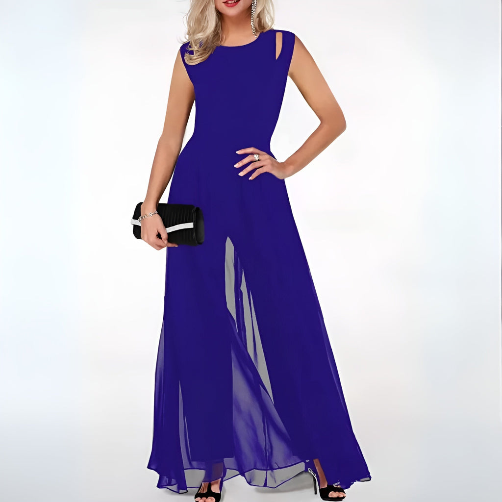 Ärmelloser Abend-Jumpsuit mit weitem Bein