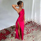 Gerafftes One-Shoulder-Maxikleid für Damen