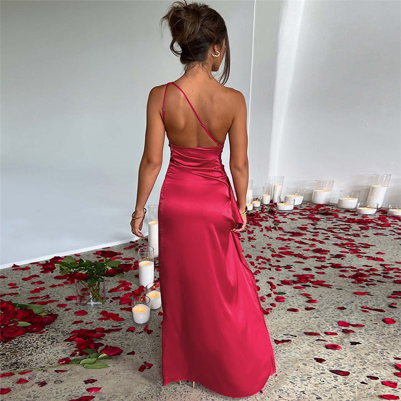Gerafftes One-Shoulder-Maxikleid für Damen