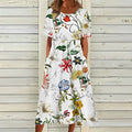 Weißes Damen-Midikleid mit Blumenmuster