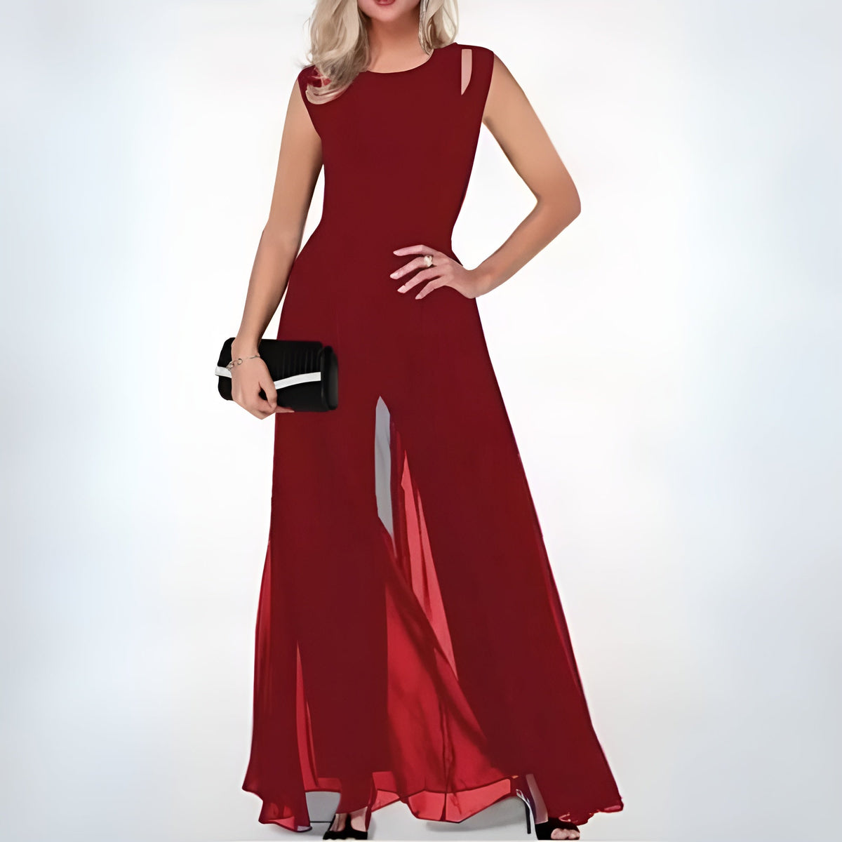 Ärmelloser Abend-Jumpsuit mit weitem Bein