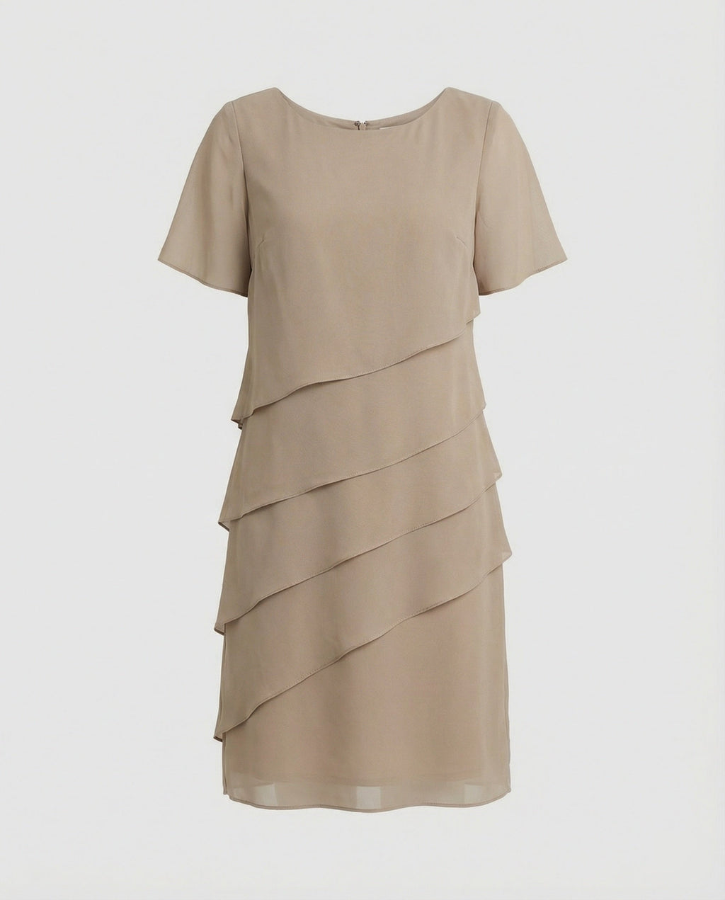 Damen-Chiffonkleid mit kurzen Ärmeln und Stufenvolants
