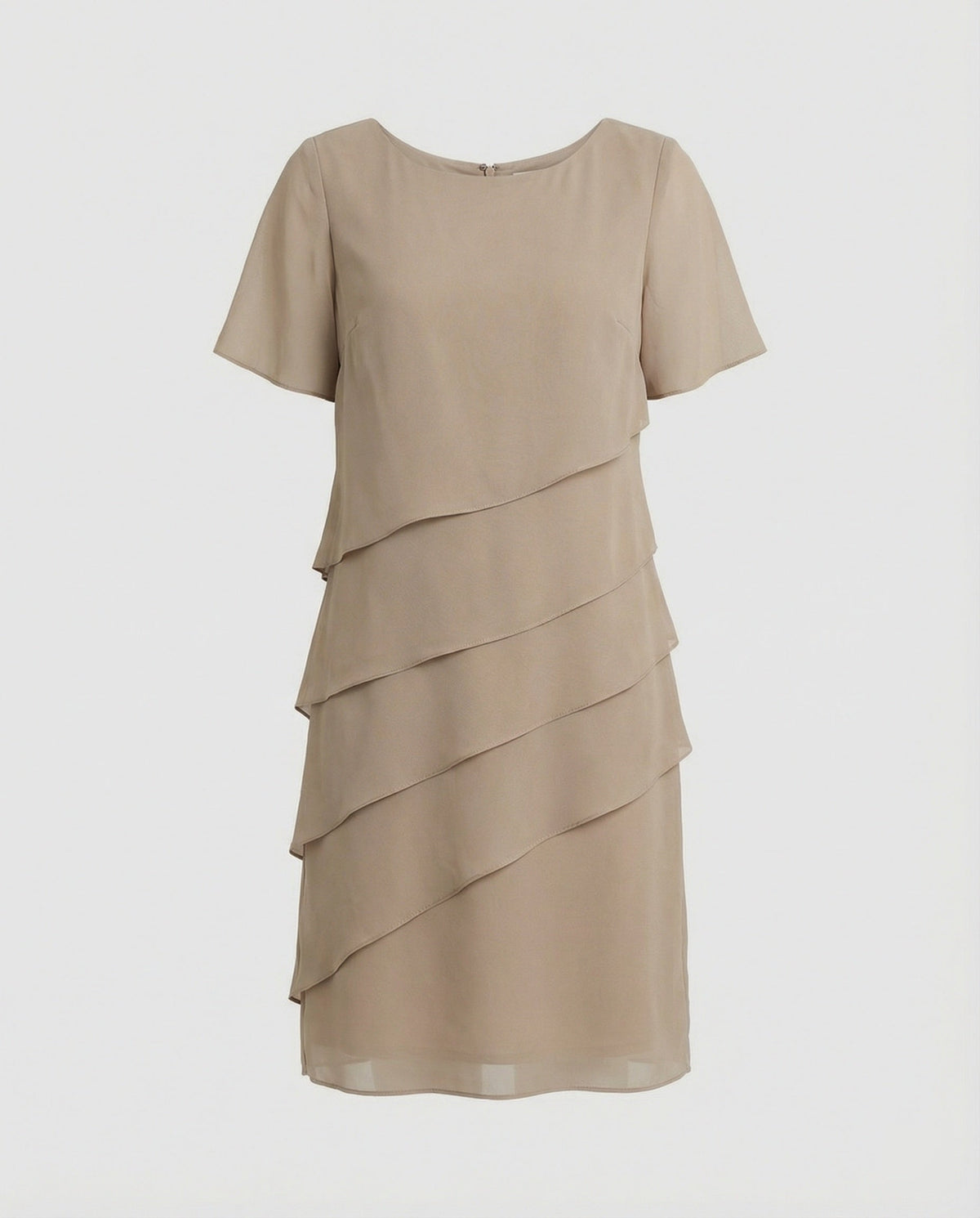 Damen-Chiffonkleid mit kurzen Ärmeln und Stufenvolants