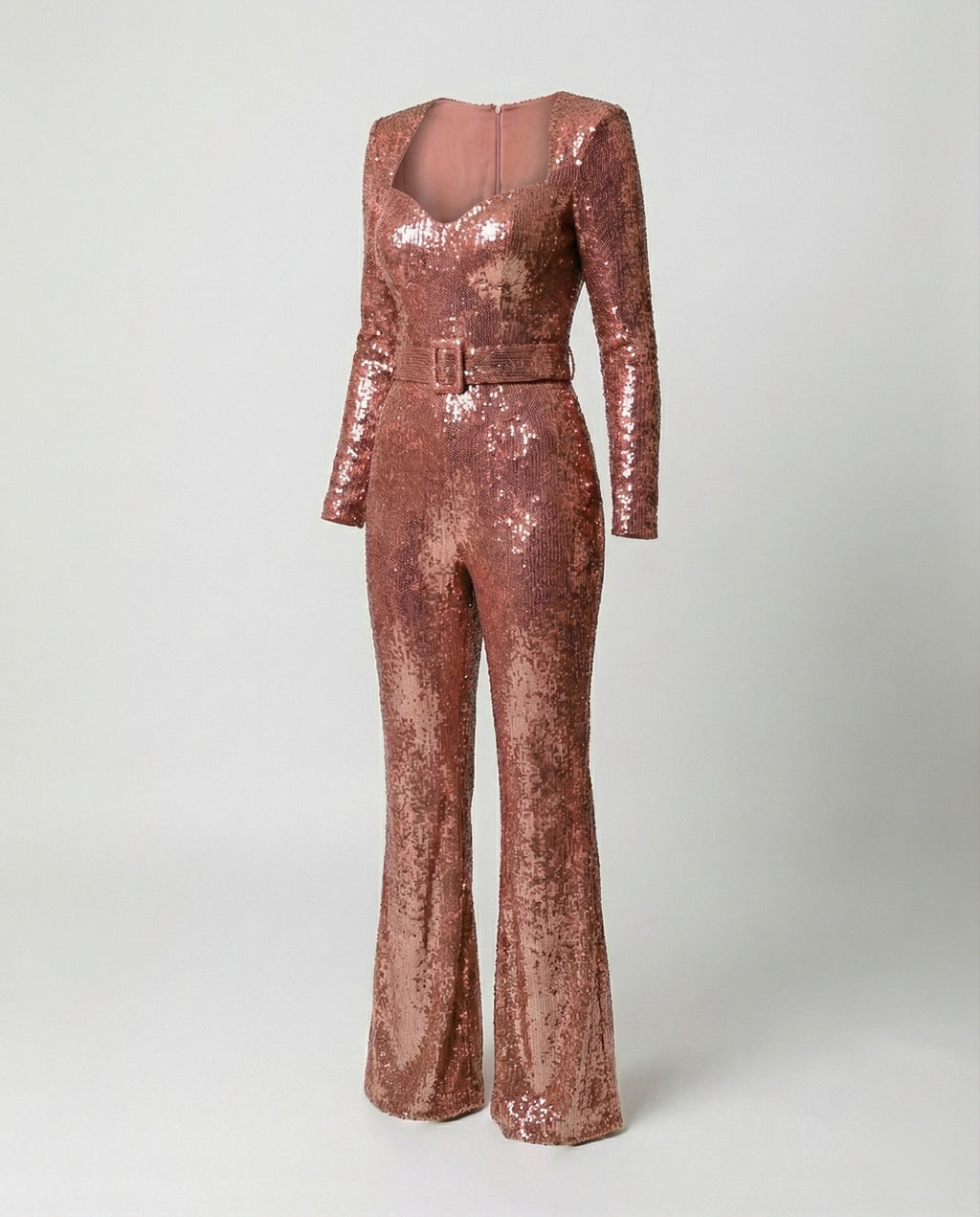 Eleganter Pailletten-Jumpsuit mit langen Ärmeln