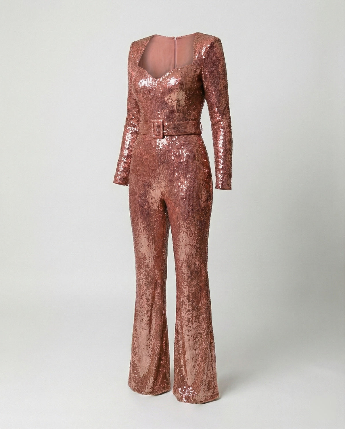 Eleganter Pailletten-Jumpsuit mit langen Ärmeln