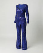 Eleganter Pailletten-Jumpsuit mit langen Ärmeln