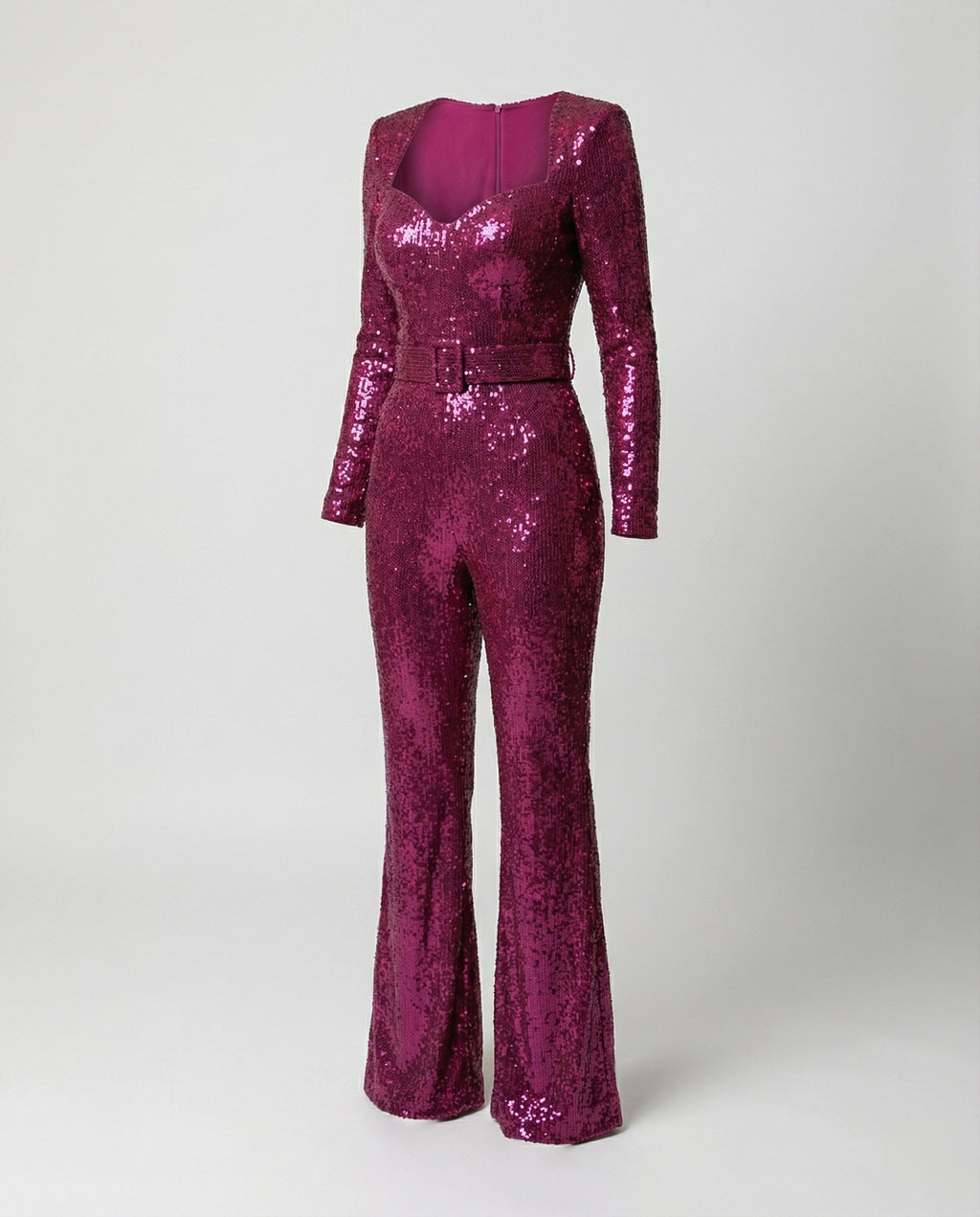Eleganter Pailletten-Jumpsuit mit langen Ärmeln