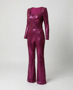 Eleganter Pailletten-Jumpsuit mit langen Ärmeln