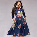 Elegantes Damen-Midikleid im Retro-Stil