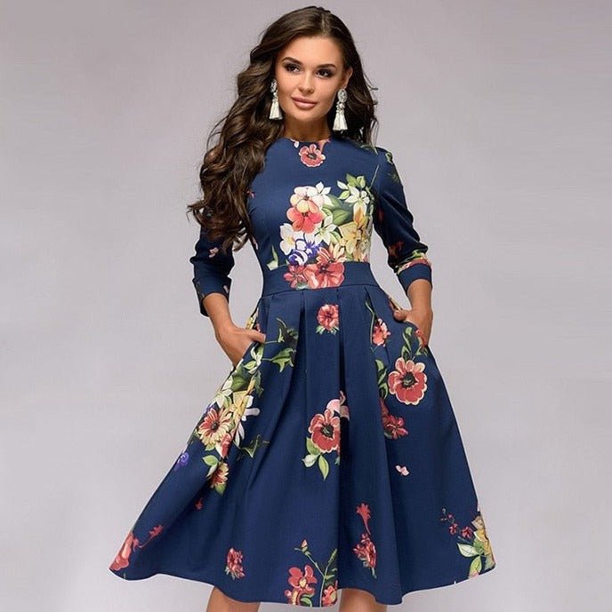 Elegantes Damen-Midikleid im Retro-Stil