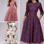 Elegantes Damen-Midikleid im Retro-Stil