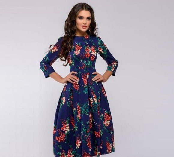 Elegantes Damen-Midikleid im Retro-Stil