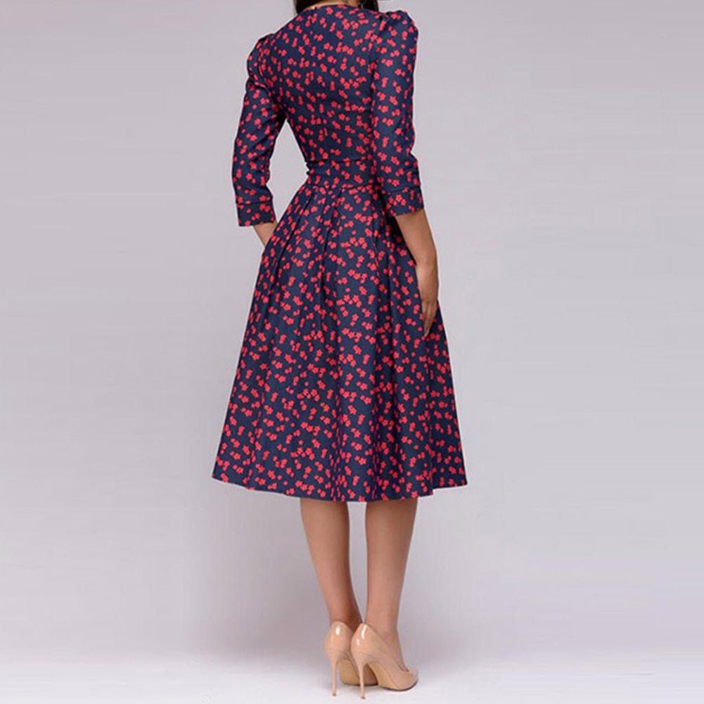Elegantes Damen-Midikleid im Retro-Stil