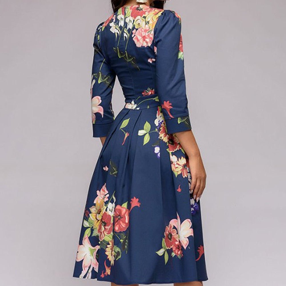 Elegantes Damen-Midikleid im Retro-Stil