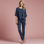 Eleganter Damen-Zweiteiler mit Cold-Shoulder-Bluse und Hose