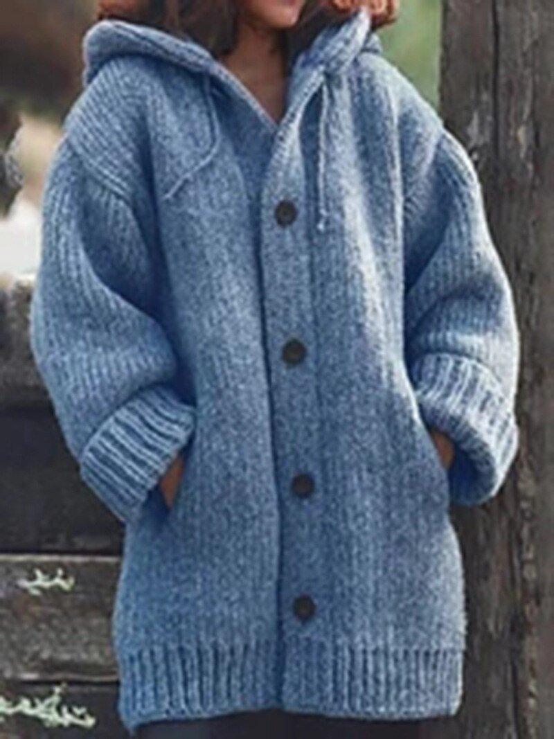 Liane | Schlichte, locker sitzende Strickjacke mit Kapuze