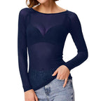Langärmeliges Damen-Mesh-Top