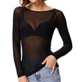 Langärmeliges Damen-Mesh-Top