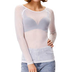 Langärmeliges Damen-Mesh-Top