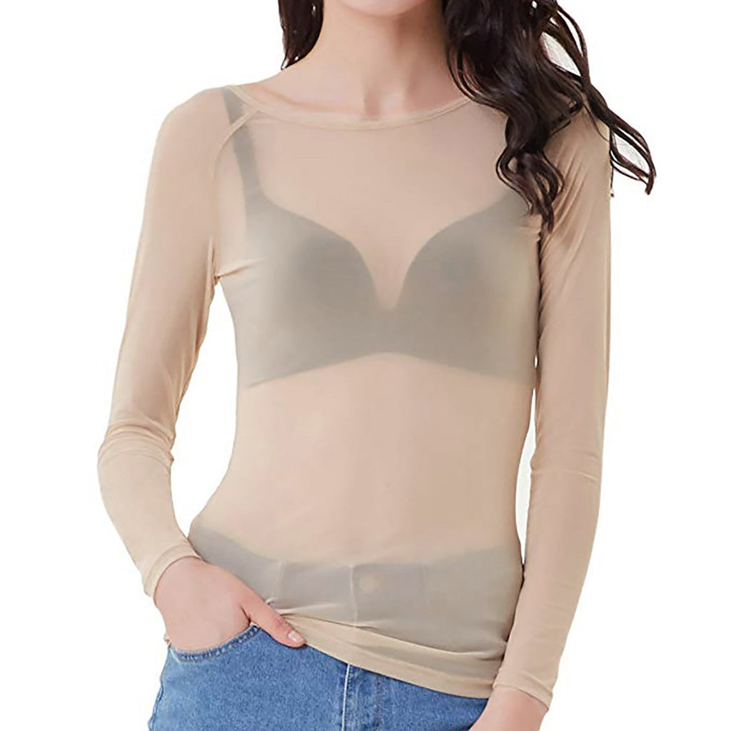Langärmeliges Damen-Mesh-Top