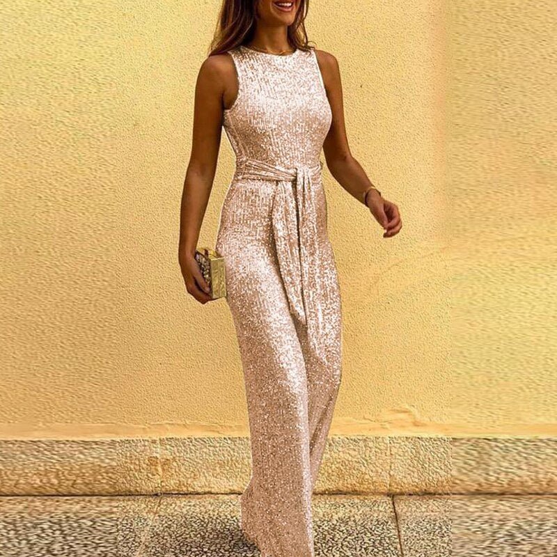 Damen-Glitzer-Jumpsuit mit Pailletten