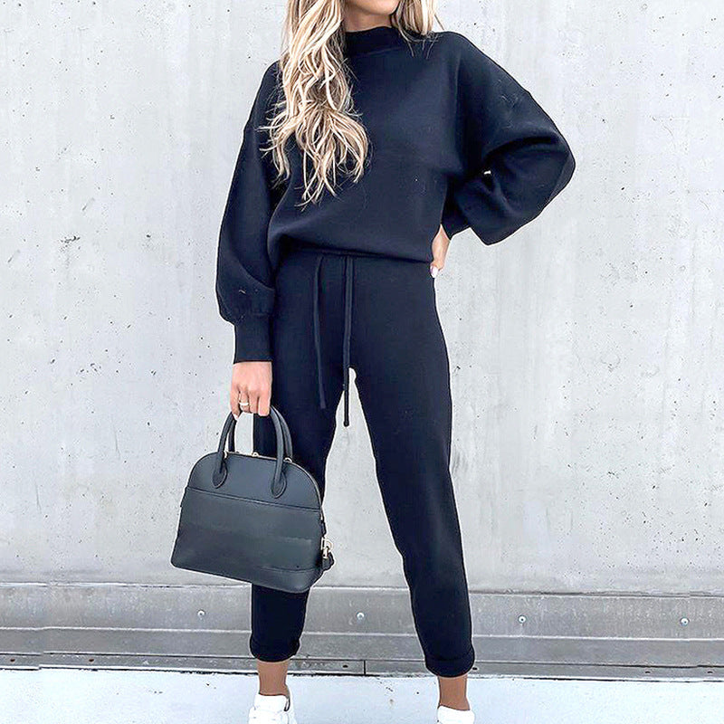 Damen-Hausanzug mit Rollkragen und Hose mit elastischem Bund