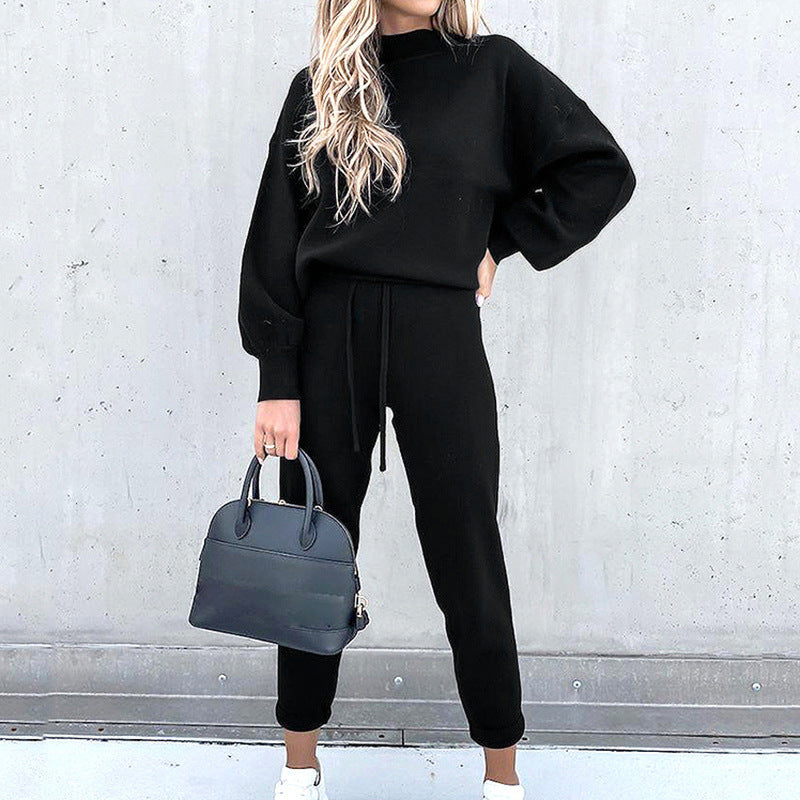 Damen-Hausanzug mit Rollkragen und Hose mit elastischem Bund